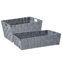 Kipit Badkamer opbergmandjes - Set van 2x - 34 x 21 x 8.5 cm en 30 x 20 x 14 cm