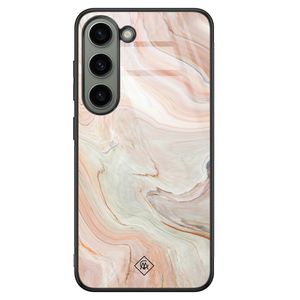Samsung Galaxy S23 glazen hardcase - Marmer waves