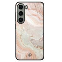 Samsung Galaxy S23 glazen hardcase - Marmer waves