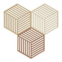 Zone Denmark Hexagon Onderzetter  - Set van 3 - Khaki/Warm Sand/Almond