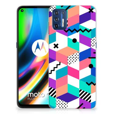 Motorola Moto G9 Plus | TPU Hoesje | Blokken Kleurrijk
