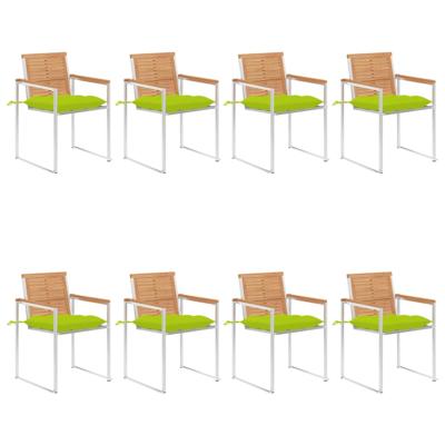 Tuinstoelen 8 st met kussens massief teakhout