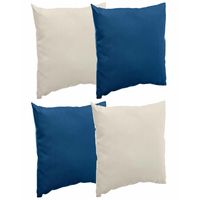 Bank/sier/tuin kussens voor binnen/buiten set 4x stuks beige/indigo blauw 40 x 40 cm - thumbnail