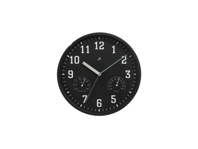 AURIOL Klok met thermometer en hygrometer (Zwart)