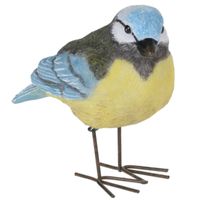 Decoratie Tuinbeeld vogeltje - pimpelmees - metaal - 10 cm