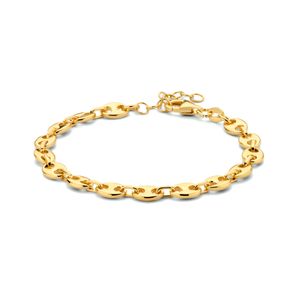 Armband Koffieboon zilver goudkleurig 5,8 mm 19 cm