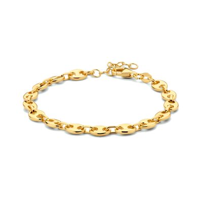Armband Koffieboon zilver goudkleurig 5,8 mm 19 cm