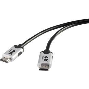 SpeaKa Professional SP-6344136 HDMI-kabel HDMI Aansluitkabel HDMI-A-stekker, HDMI-A-stekker 2.00 m Zwart Audio Return Channel (ARC), Ultra HD-HDMI, Vergulde
