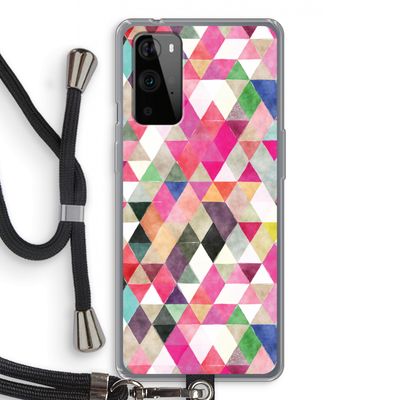 Gekleurde driehoekjes: OnePlus 9 Pro Transparant Hoesje met koord