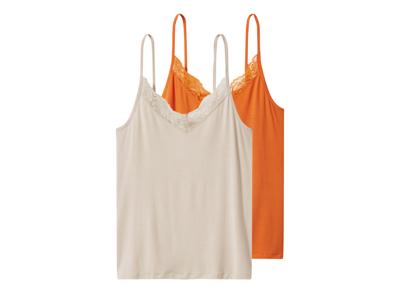 esmara 2 Dames spaghettitops (oranje/beige, L (44/46))