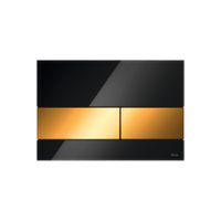 TECEsquare wc-bedieningsplaat voor duospoeling met toetsen goud 22 x 15 x 1,1 cm, glas zwart - thumbnail