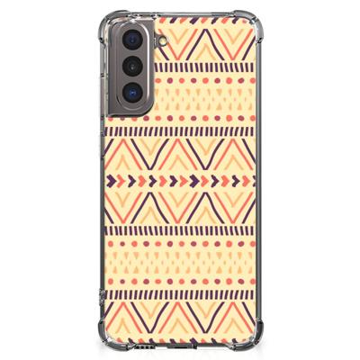 Samsung Galaxy S21 Doorzichtige Silicone Hoesje Aztec Yellow Samsung Galaxy S21 Doorzichtige Silicone Hoesje Aztec Yellow