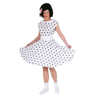 Jaren 50 rock n roll jurk wit/zwart