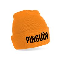 Pinguin muts unisex one size - oranje One size  -
