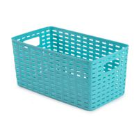 Opbergmand - Kastmand - rotan kunststof - turquoise blauw - 5 Liter - 15 x 28 x 13 cm