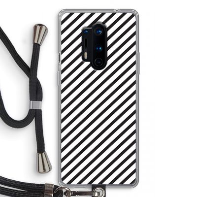 Strepen zwart-wit: OnePlus 8 Pro Transparant Hoesje met koord