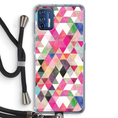 Gekleurde driehoekjes: Motorola Moto G9 Plus Transparant Hoesje met koord
