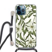 Wit bloemenpatroon: iPhone 12 Pro Transparant Hoesje met koord