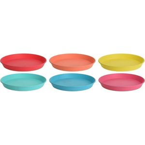6x stuks onbreekbare borden gekleurd 23 cm   -