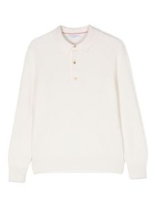 Brunello Cucinelli Kids pull nervuré à boutonnière - Blanc