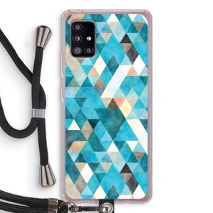 Gekleurde driehoekjes blauw: Samsung Galaxy A51 5G Transparant Hoesje met koord