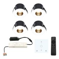 Set van 4 Betty LED Mini Inbouwspots met Trafo en Muurdimmer - 12 Volt 3 Watt 140 lumen - Dimbaar - Plat 37mm - 2700K - IP44 waterdicht - Wit