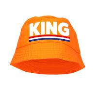King bucket hat / zonnehoedje oranje voor Koningsdag/ EK/ WK