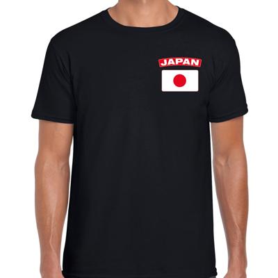 Japan thema t-shirt - met vlag op borst - zwart - voor heren - landen shirt - supporters