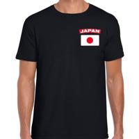 Japan thema t-shirt - met vlag op borst - zwart - voor heren - landen shirt - supporters