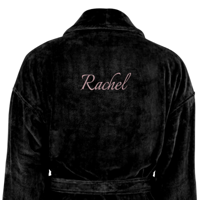 Dames badjas borduren - Zwart - S/M