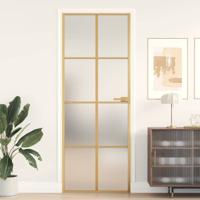 Binnendeur smal 76x201,5 cm gehard glas en aluminium goudkleur