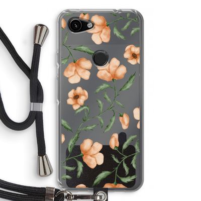 Peachy flowers: Pixel 3a Transparant Hoesje met koord