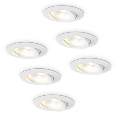 6x Lugo LED Inbouwspots - Wit - Dimbaar - 5 Watt 450 Lumen - 2700K Warm Wit Licht - Kantelbaar - IP65 - Voor Binnen & Buiten