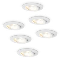 6x Lugo LED Inbouwspots - Wit - Dimbaar - 5 Watt 450 Lumen - 2700K Warm Wit Licht - Kantelbaar - IP65 - Voor Binnen & Buiten