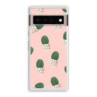 Cactusprint roze: Google Pixel 6 Pro Transparant Hoesje