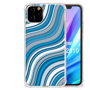 Apple iPhone 11 Pro Doorzichtige Silicone Hoesje Waves Blue