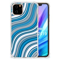 Apple iPhone 11 Pro Doorzichtige Silicone Hoesje Waves Blue - thumbnail