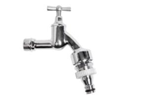 Kirchhoff Messing uitlaatventiel met T-greep, chroom, 1/2"ET x Gardena Click, met buisbeluchter en terugslagklep - 986192155