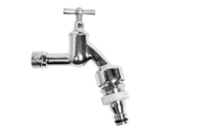 Kirchhoff Messing uitlaatventiel met T-greep, chroom, 1/2"ET x Gardena Click, met buisbeluchter en terugslagklep - 986192155