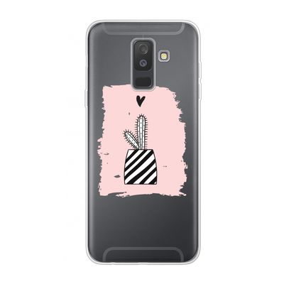 Zwart-wit cactus: Samsung Galaxy A6 Plus (2018) Transparant Hoesje