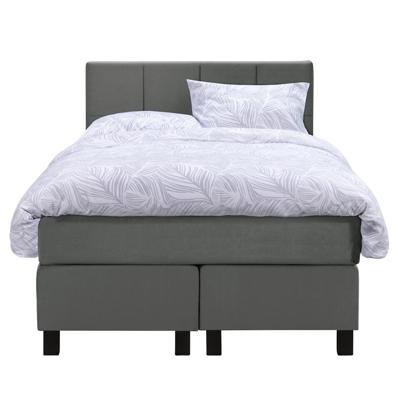 Leen Bakker - Boxspring Liv Geblokt - 120x200 Cm - Vierkante Poot - Stof/Velvet - Grijs