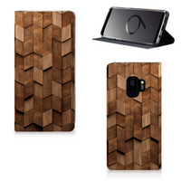 Book Wallet Case voor Samsung Galaxy S9 Wooden Cubes - thumbnail