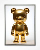 Urban Cotton Wandkleed 'Golden Teddybear' 145 x 190cm in Floating Frame - black