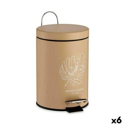 Pedaalemmer Berilo Tropical Bath Wit Beige Staal Plastic 3 L (6 Stuks)