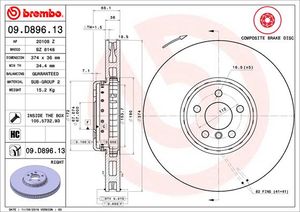 Remschijf BREMBO, Remschijftype: Binnen geventileerd, u.a. für BMW