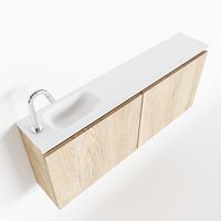 Toiletmeubel Mondiaz Ture | 120 cm | Meubelkleur Washed oak | Eden wastafel Talc Links | 1 kraangat