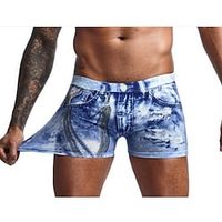 Voor heren Lange zwembroeken Boxer Zwemshorts Denim Kleurenblok Snel Drogend Ademend Vakantie Strand Zwemmen 3D-print Casual grijs blauw blauw Lage Taille Rekbaar Lightinthebox - thumbnail