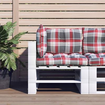 VidaXL Palletkussens 3 st ruitpatroon stof rood