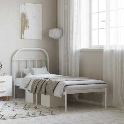 Bedframe met hoofdbord zonder matras metaal wit 75x190 cm