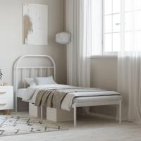 Bedframe met hoofdbord zonder matras metaal wit 75x190 cm